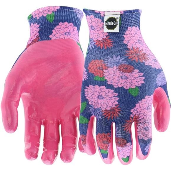 Miracle Gro Women's Nitrile Coated Grip Floral Pattern Gardening Work Gloves - Picture 2 of 7